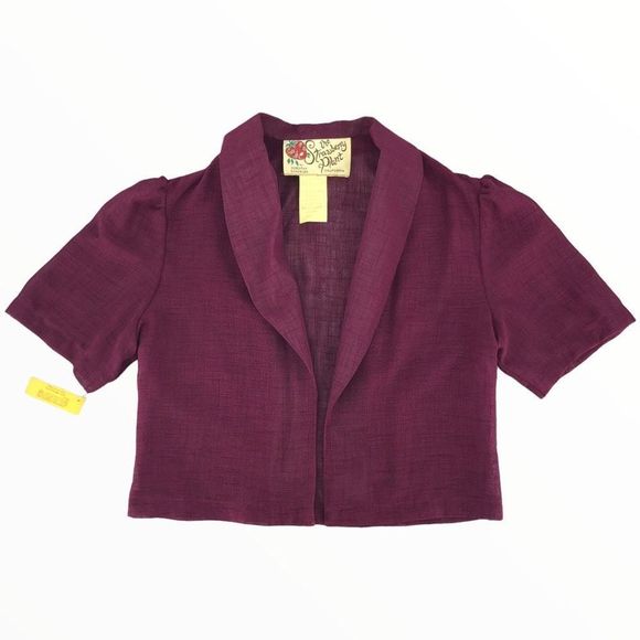 70s Deadstock Vintage The Strawberry Plant Grape Cropped Jacket - Picture 1 of 8